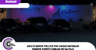 Adulto mayor fallece por causas naturales durante evento familiar en Saltillo
