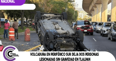 Volcadura en Periférico Sur deja dos personas lesionadas sin gravedad en Tlalpan