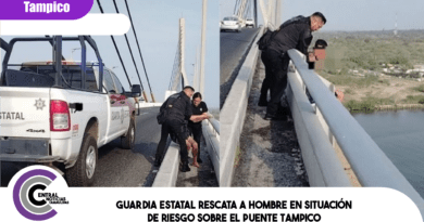 Guardia Estatal rescata a hombre en situación de riesgo sobre el Puente Tampico Guardia Estatal rescata a hombre en situación de riesgo sobre el Puente Tampico