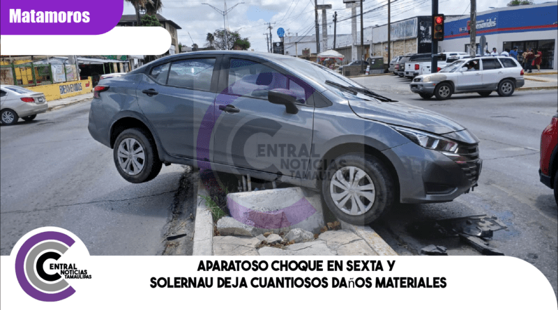 Aparatoso choque en Sexta y Solernau deja cuantiosos daños materiales