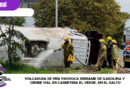 Volcadura de pipa provoca derrame de gasolina y cierre vial en carretera El Verde, en El Salto