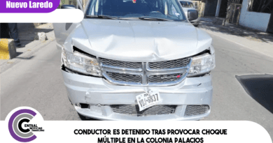 Conductor es detenido tras provocar choque múltiple en la colonia Palacios