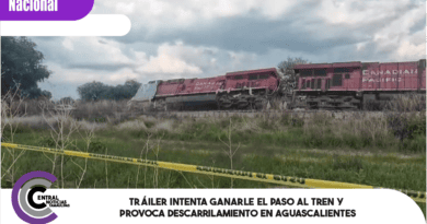 Tráiler intenta ganarle el paso al tren y provoca descarrilamiento en Aguascalientes