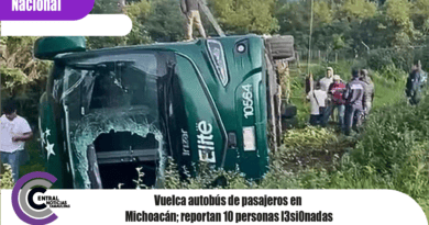 Vuelca autobús de pasajeros en Michoacán; reportan 10 personas l3si0nadas