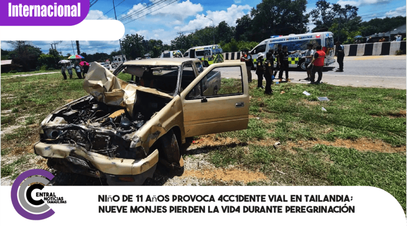 Niño de 11 años provoca 4cc1dente vial en Tailandia; nueve monjes pierden la vid4 durante peregrinación