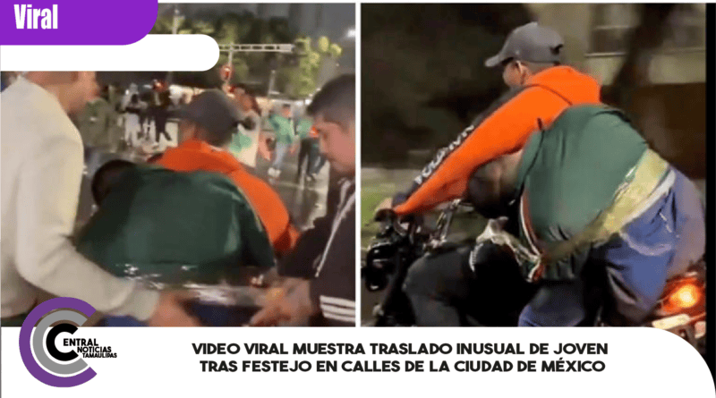 Video viral muestra traslado inusual de joven tras festejo en calles de la Ciudad de México Video viral muestra traslado inusual de joven tras festejo en calles de la Ciudad de México