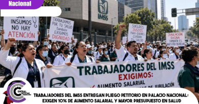 Trabajadores del IMSS entregan pliego petitorio en Palacio Nacional; exigen 10% de aumento salarial y mayor presupuesto en salud