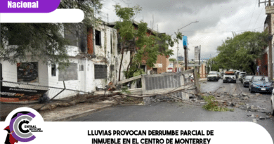 Lluvias provocan derrumbe parcial de inmueble en el Centro de Monterrey
