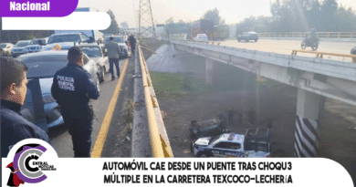 Automóvil cae desde un puente tras ch0qu3 múltiple en la carretera Texcoco-Lechería Automóvil cae desde un puente tras ch0qu3 múltiple en la carretera Texcoco-Lechería