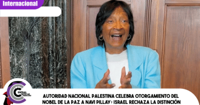 Autoridad Nacional Palestina celebra otorgamiento del Nobel de la Paz a Navi Pillay; Israel rechaza la distinción Autoridad Nacional Palestina celebra otorgamiento del Nobel de la Paz a Navi Pillay; Israel rechaza la distinción